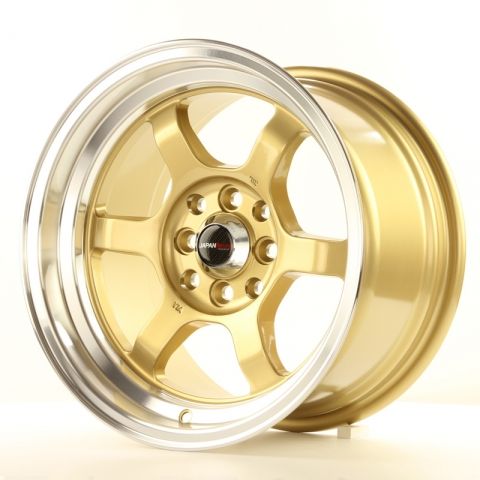 Japan Racing Wheels<br>JR12 Gold Polished Lip (15x7.5)