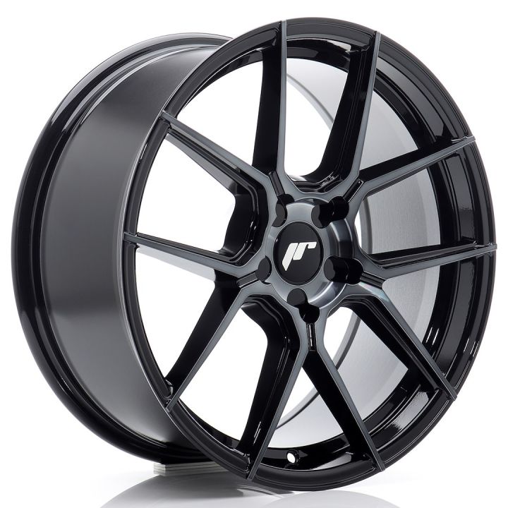 Japan Racing Wheels<br>JR30 Glossy Black Brushed Face (18x8.5)