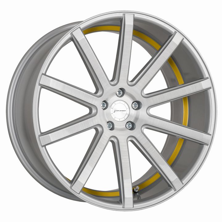 Corspeed<br>DeVille - Silver Brushed Trimline Gelb (21x10.5)