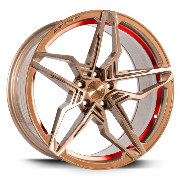 Corspeed<br>Kharma - Higloss Bronze Brushed Trimline Red (19x8.5)