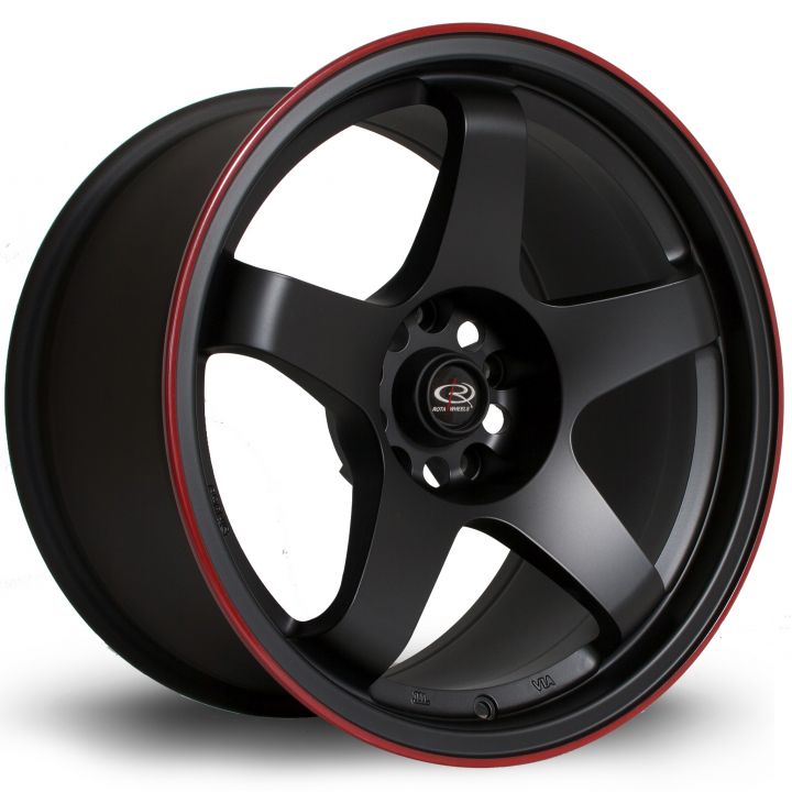 Rota Wheels<br>GTR Flat Black Red Lip (17x9.5)