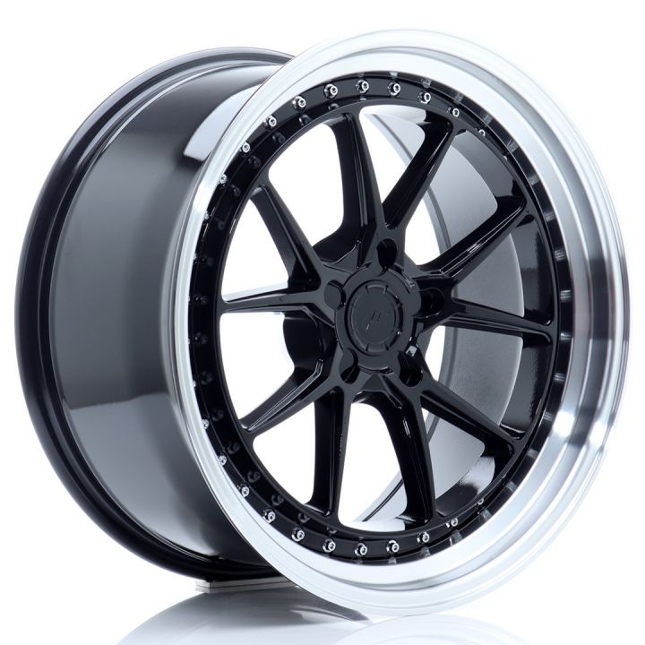Japan Racing Wheels<br>JR39 Glossy Black Machined (18x9.5)