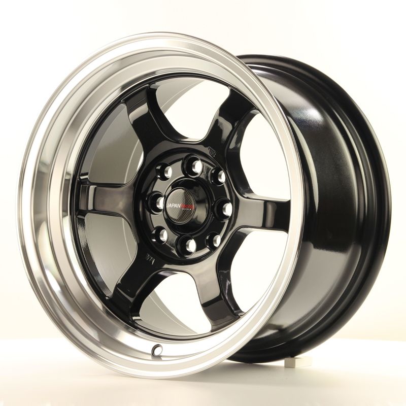Japan Racing Wheels<br>JR12 Glossy Black Polished Lip (15x7.5)