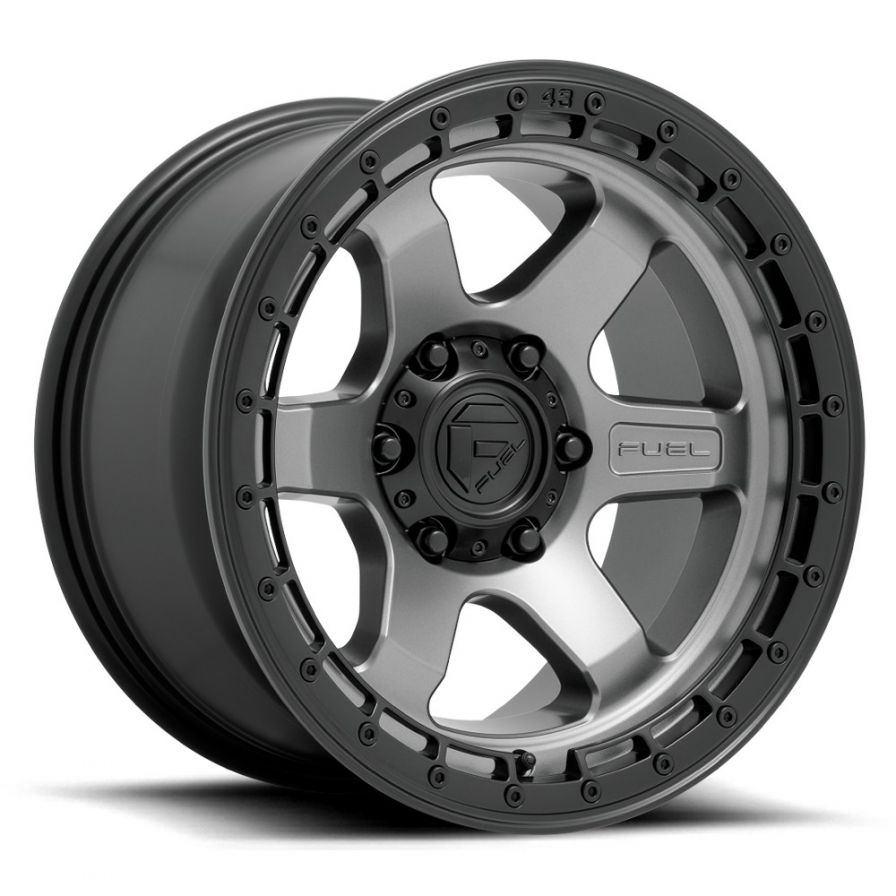 Fuel Wheels<br>Block Matte Gunmetal Black Lip (17x9)