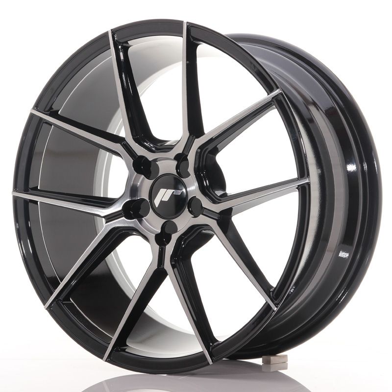 Japan Racing Wheels<br>JR30 Glossy Black Brushed Face (18x8.5)