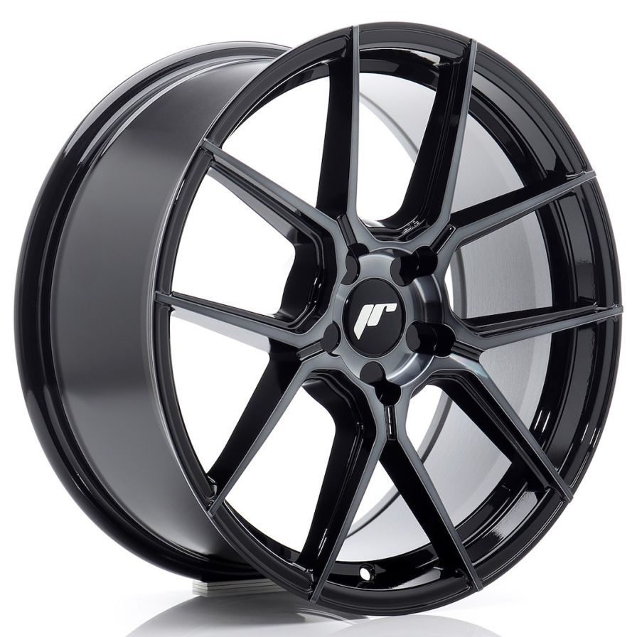 Japan Racing Wheels<br>JR30 Glossy Black Brushed Face (18x8.5)