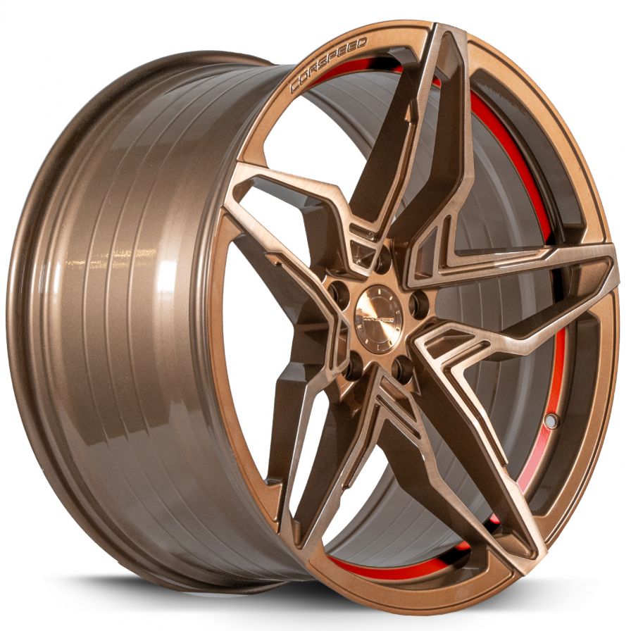Corspeed<br>Kharma - Higloss Bronze Brushed Trimline Red (19x8.5)