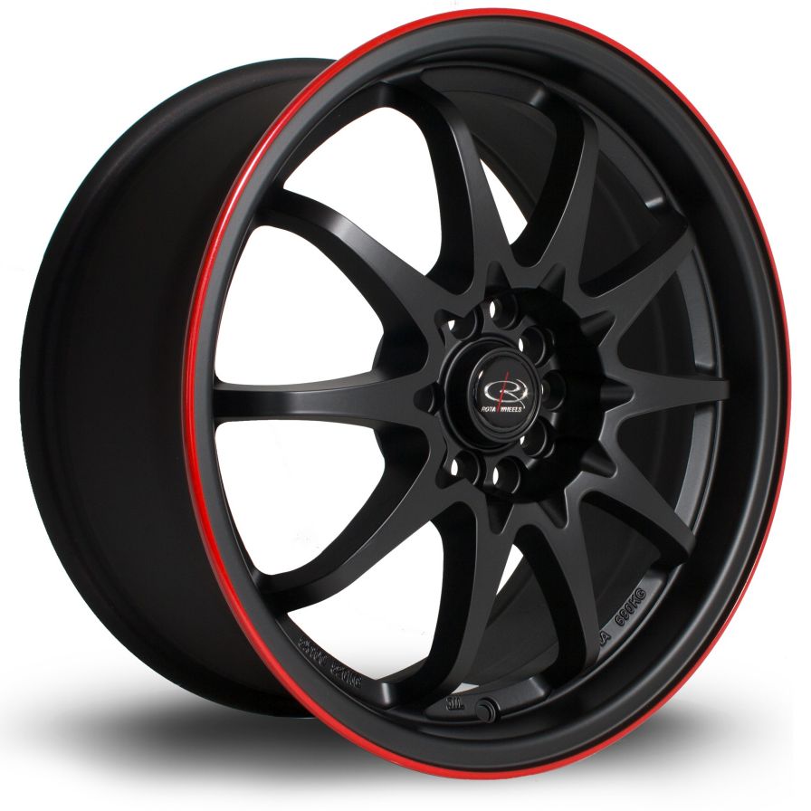 Rota Wheels<br>Fighter Flat Black Red Lip (17″)