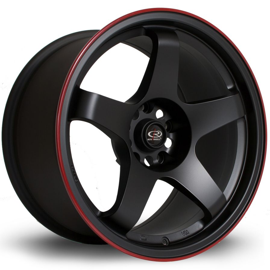 Rota Wheels<br>GTR Flat Black Red Lip (17x9.5)