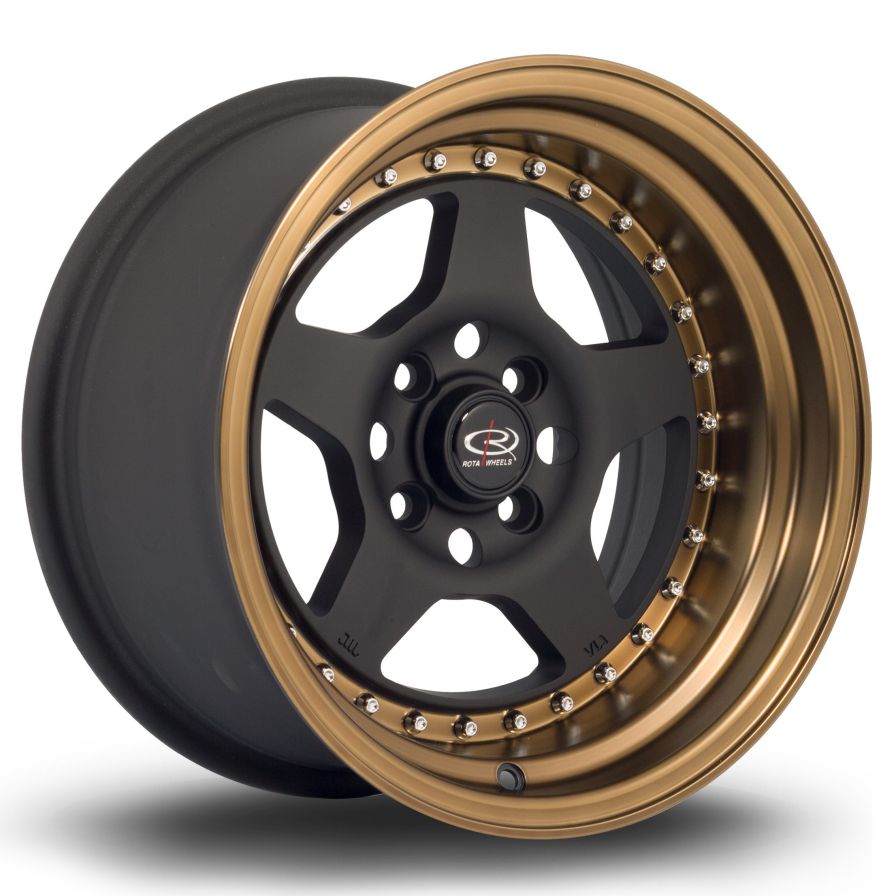 Rota Wheels<br>Kyusha Flat Black Sports Bronze Lip (15″)