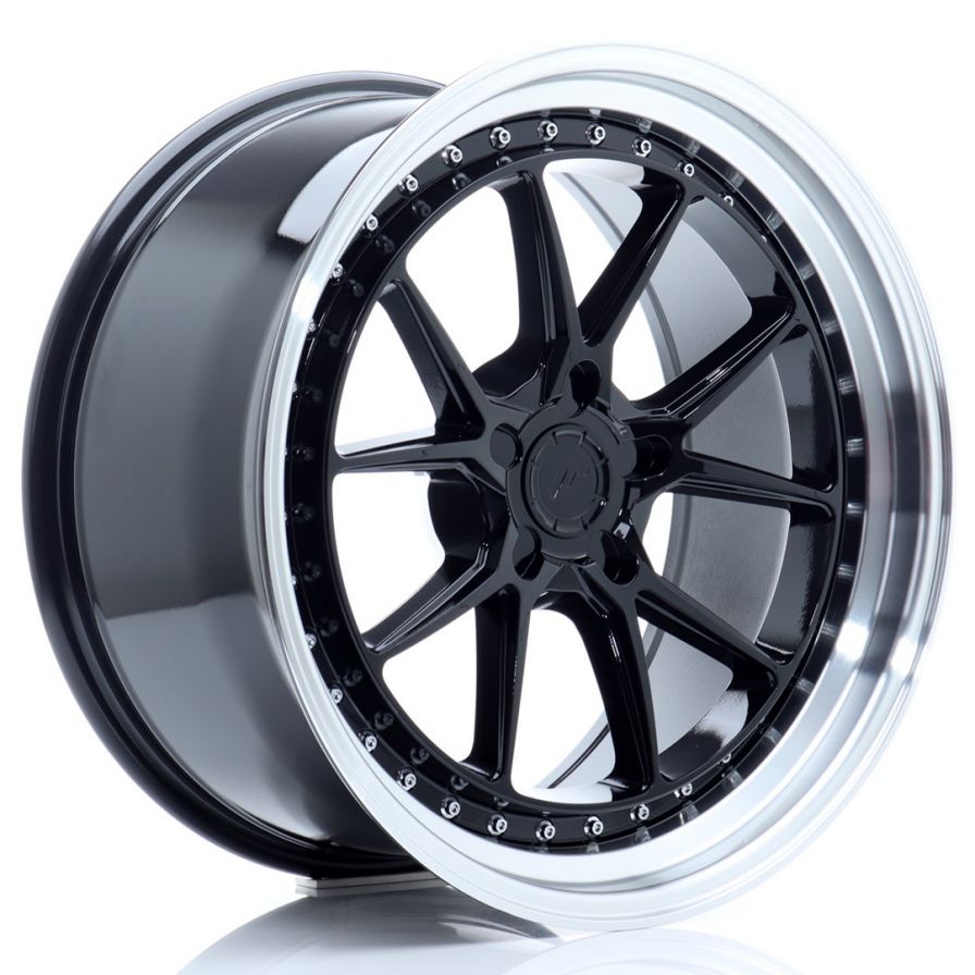 Japan Racing Wheels<br>JR39 Glossy Black Machined (18x9.5)